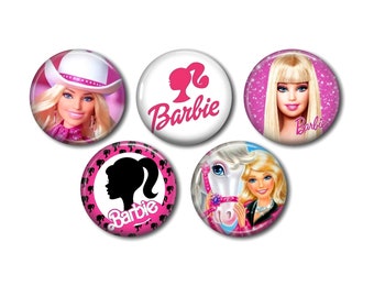 Cabochons résine au choix 20 mm ou 25 mm, lot de 5, rond, à coller - Barbie 01