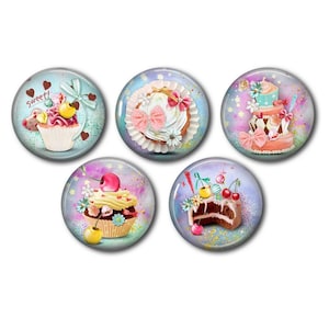 Cabochons résine 25 mm ou 20 mm lot de 5 au choix, rond, à coller - Gourmandise Coupe Glace Chocolat 01