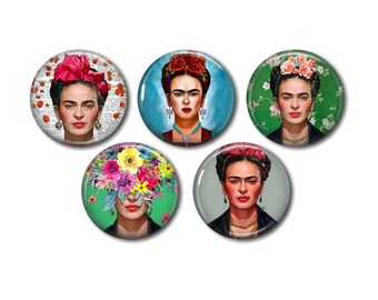 Lot of 5 round resin cabochons, 20 or 25 mm of your choice, to glue - Frida 02