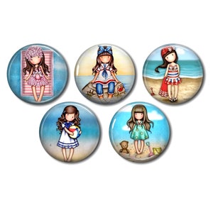 Lotto di 5 cabochon in resina, da incollare, rotondi, a scelta tra 20 o 25 mm Little Girl 12