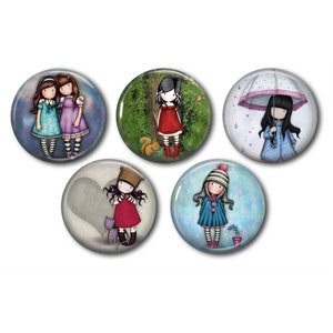 Hars cabochons 25mm of 20mm set van 5 naar keuze, rond, om te lijmen - Little Girl 04