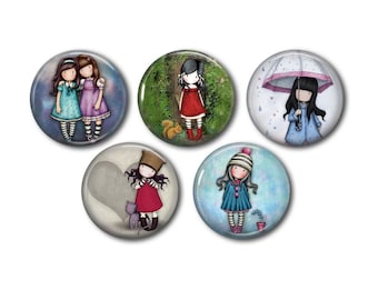 Cabochons résine 25mm ou 20mm lot de 5 au choix, rond, à coller - Petite Fille  04