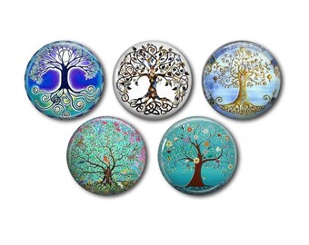 Resin cabochons 25mm or 20mm set of 5 of your choice, round, to glue - Tree of life 03