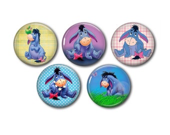 Resin cabochons 25mm or 20mm set of 5 of your choice, round, to glue - Eeyore, Winnie 02