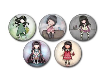 Resin cabochons 25mm or 20mm set of 5 of your choice, round, to glue - Little Girl 01