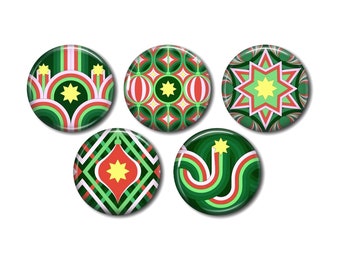 Lot von 5 Harz-Cabochons, zum Kleben, rund, nach Wahl 20 oder 25 mm Psychedelic Retro 70'