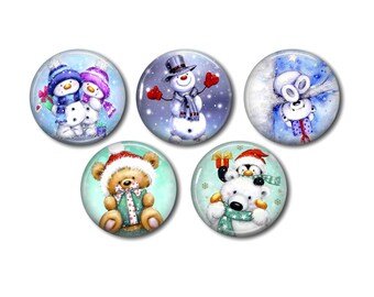 Resin-Cabochons 25mm oder 20mm 5er-Set nach Wahl, rund, zum Kleben - Weihnachten 16