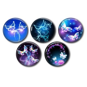 Cabochons résine 25mm ou 20mm lot de 5 au choix, rond, à coller - Papillon 09