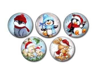 Resin cabochons 25mm or 20mm set of 5 of your choice, round, to glue - Christmas 15