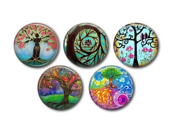Resin cabochons 25mm or 20mm set of 5 of your choice, round, to glue - Tree of life 04