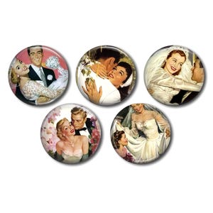 Cabochons résine 25 mm ou 20 mm au choix,  lot de 5, rond, à coller - Couple Mariage Photo Vintage 02