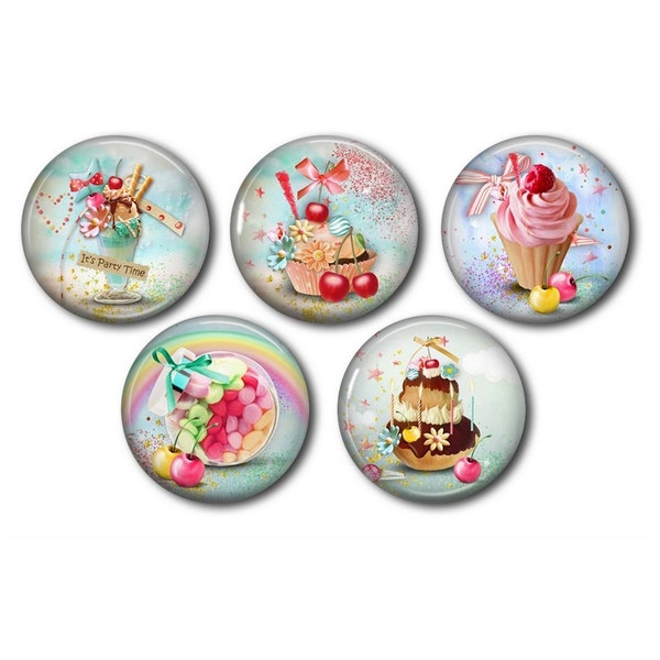 Resin cabochons 25 mm or 20 mm set of 5 of your choice, round, to stick - Gourmandise Coupe Glace Chocolat 02