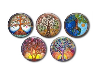 Cabochons résine 25mm ou 20mm lot de 5 au choix, rond, à coller - Arbre de vie 02