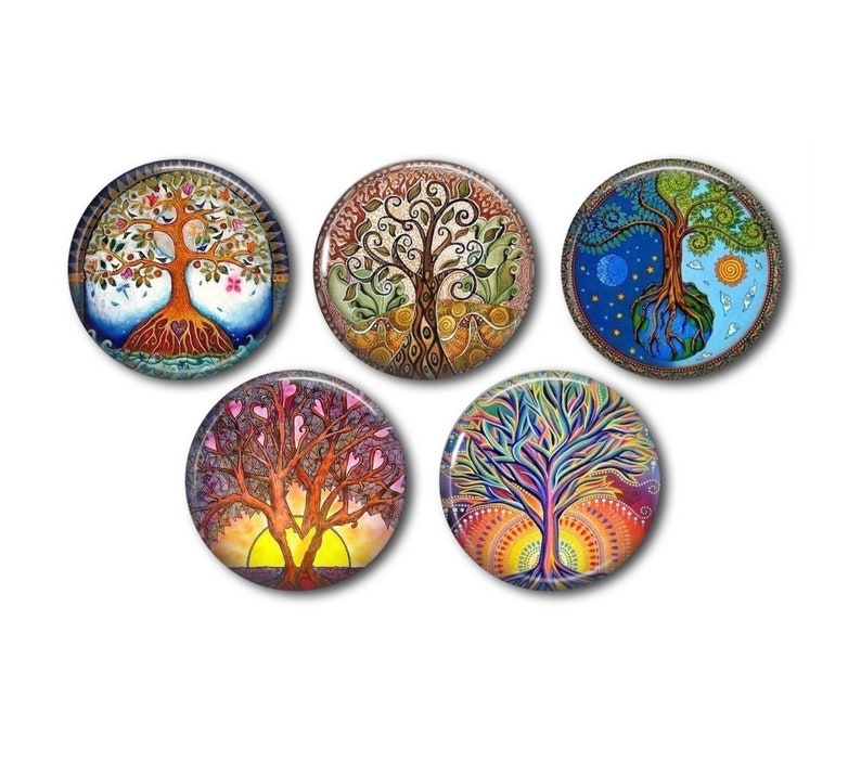 Resin cabochons 25mm or 20mm set of 5 of your choice, round, to glue Tree of life 02 image 1