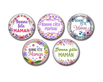 Resin cabochons 25 mm or 20 mm of your choice, set of 5, round, to stick - Mom, Mother's Day