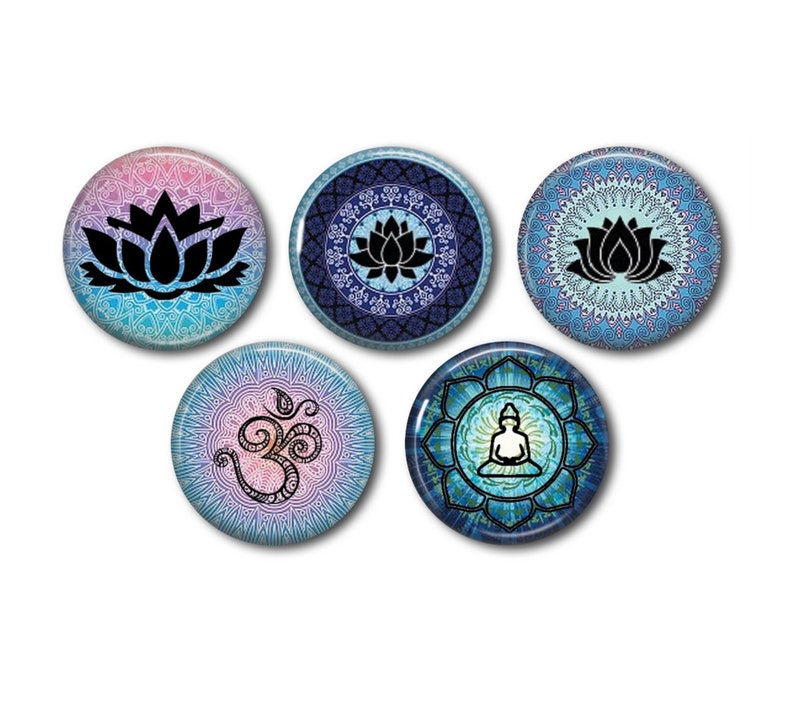 Resin cabochon, 25 or 20 mm of your choice, round, to glue, set of 5, Yoga 01 image 1