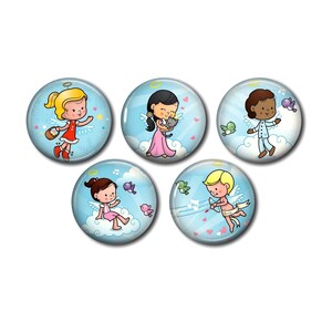 Cabochons résine 25mm ou 20mm lot de 5 au choix, rond, à coller -  Ange Enfant Chérubin