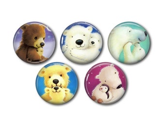 Resin cabochons 25 mm or 20 mm of your choice, set of 5, round, to stick - Maman bear Mother's Day