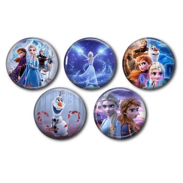 Cabochons résine 25mm ou 20mm lot de 5 au choix, rond, à coller - Reine des neiges 03