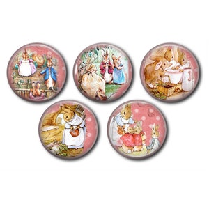 Cabochões de resina 25 ou 20 mm à sua escolha, para colar, redondos, conjunto de 5, Peter Rabbit, Lapin 02