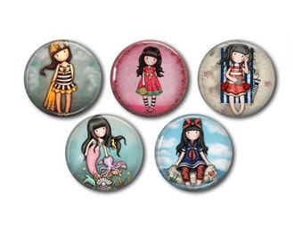 Lot 5 resin cabochons, to glue, round, choice of 20 or 25 mm Little Girl 10