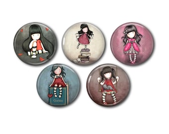 Lot of 5 resin cabochons, to glue, round, choice of 20 or 25 mm Little Girl 03