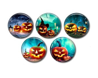 Round resin cabochon 25 or 20 mm of your choice, to stick, set of 5, Halloween 10 Pumpkin, spider, haunted house