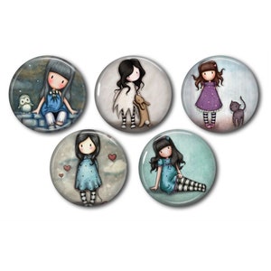 Cabochons résine 25mm ou 20mm lot de 5 au choix, rond, à coller - Petite Fille  07