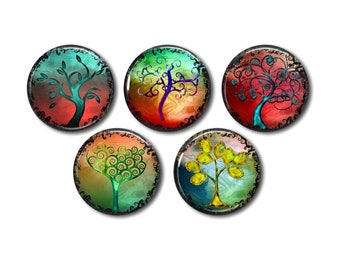 Resin cabochons 25mm or 20mm set of 5 of your choice, round, to glue - Arbre Merveilleux 01