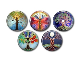 Resin cabochons 25mm or 20mm set of 5 of your choice, round, to glue - Tree of life 01