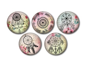 Resin cabochons 25mm or 20mm set of 5 of your choice, round, to glue - Boho - Tribal 02