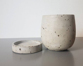 Big Concrete Planter With Tray / Concrete Pot / Modern Planter / Plant Pot / Industrial Decor / Beton Planter