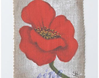 Painting on canvas 'poppy' Special customisation textile medium for creating original