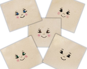 Doll face for rag doll creation, supplies and spare parts for cloth doll