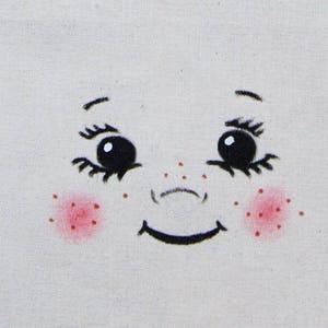 Baby doll face for DIY textile creation rag doll, custom doll making,