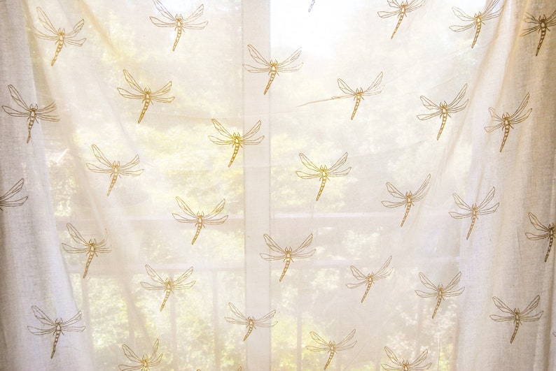 shabby chic French manufacturing Syle valance pattern dragonflies Fabric sheer cotton sheer coupon ticking butter Bunting