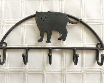 Gancho de pared con diseño de gato retro, gancho para llaves o paños de cocina