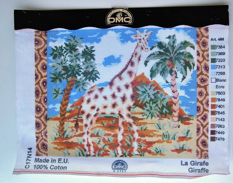 Canevas tapisserie DMC, motif girafe tigre ou bateau modèle à broder Girafe