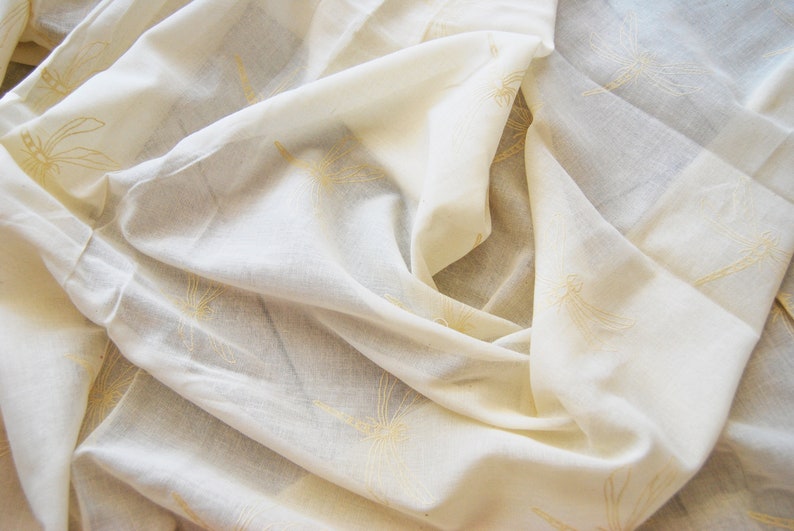 shabby chic French manufacturing Syle valance pattern dragonflies Fabric sheer cotton sheer coupon ticking butter Bunting