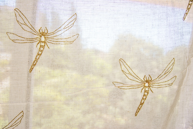 shabby chic French manufacturing Syle valance pattern dragonflies Fabric sheer cotton sheer coupon ticking butter Bunting