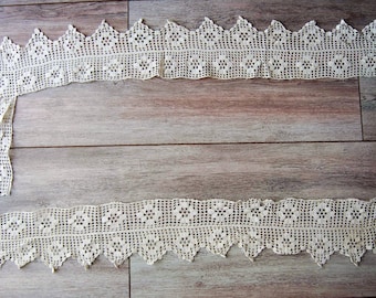 Vintage lace, old handmade embroidery for a makeover, shabby chic style, application on textile, vintage embellishment for curtains