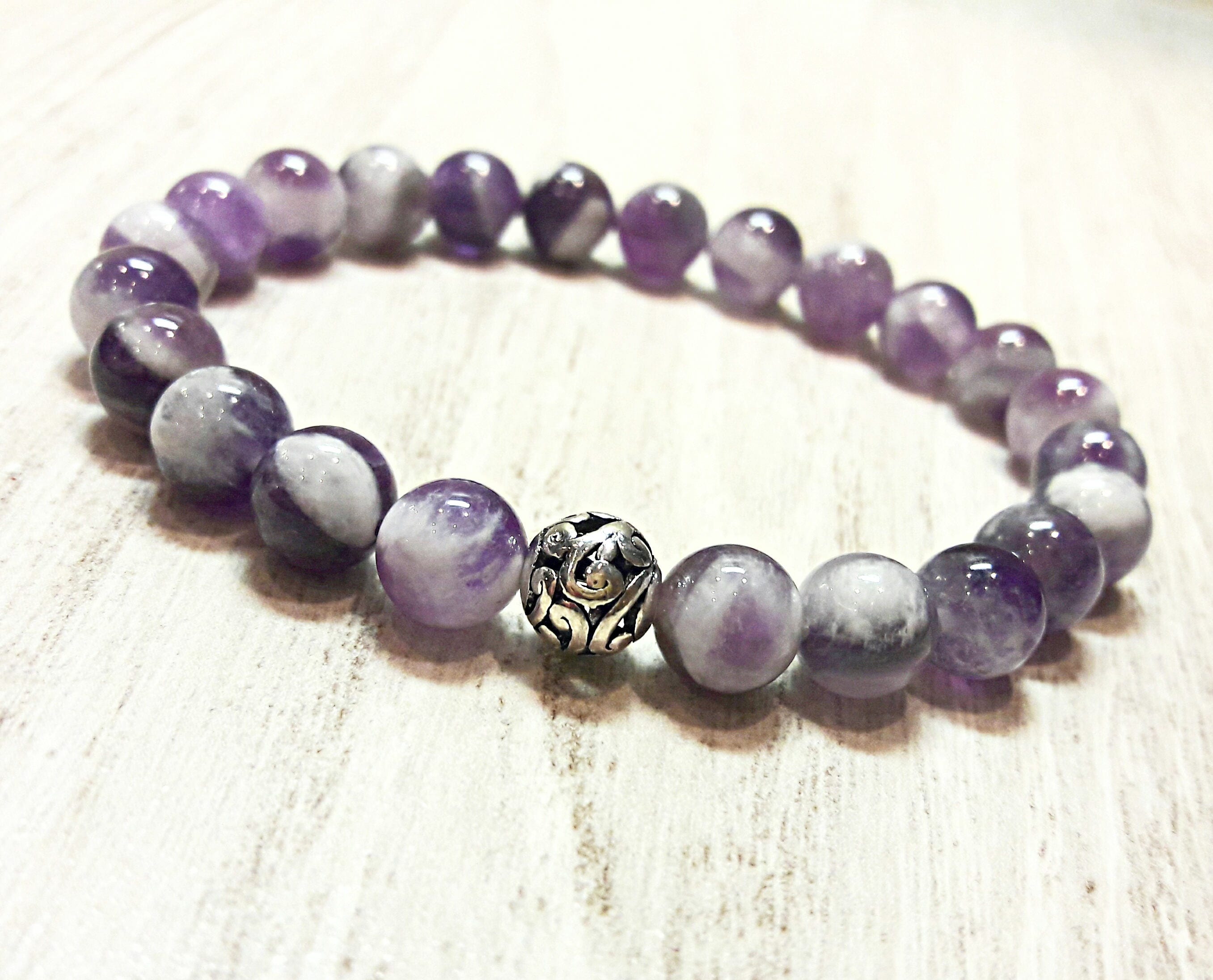 8mm 45pcs Natural Amethyst AAAAA Purple Crystal Quartz Beads Gemstones Round Stone Beads for Jewelry Making DIY Women's Bracelet Necklace Earrings