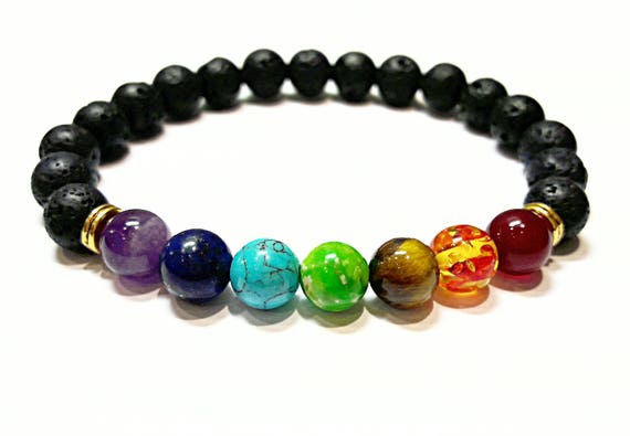 Chakra Bracelet 7 Stones Healing Chakra Bracelet Yoga Jewelry Lobster Clasp Reiki Bracelet Rainbow Stones Bracelet Multicolor Stone Bracelet