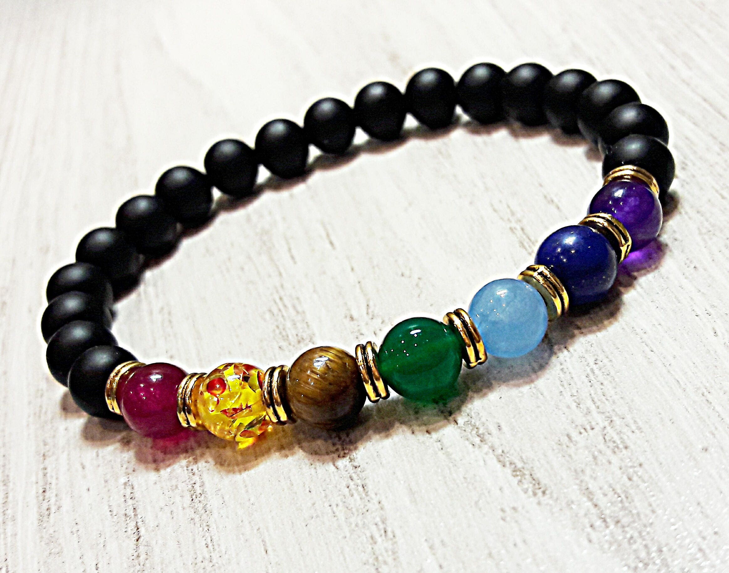 Mens Chakra Bracelet Yoga Jewelry 7 Chakra Stones Bracelet Etsy