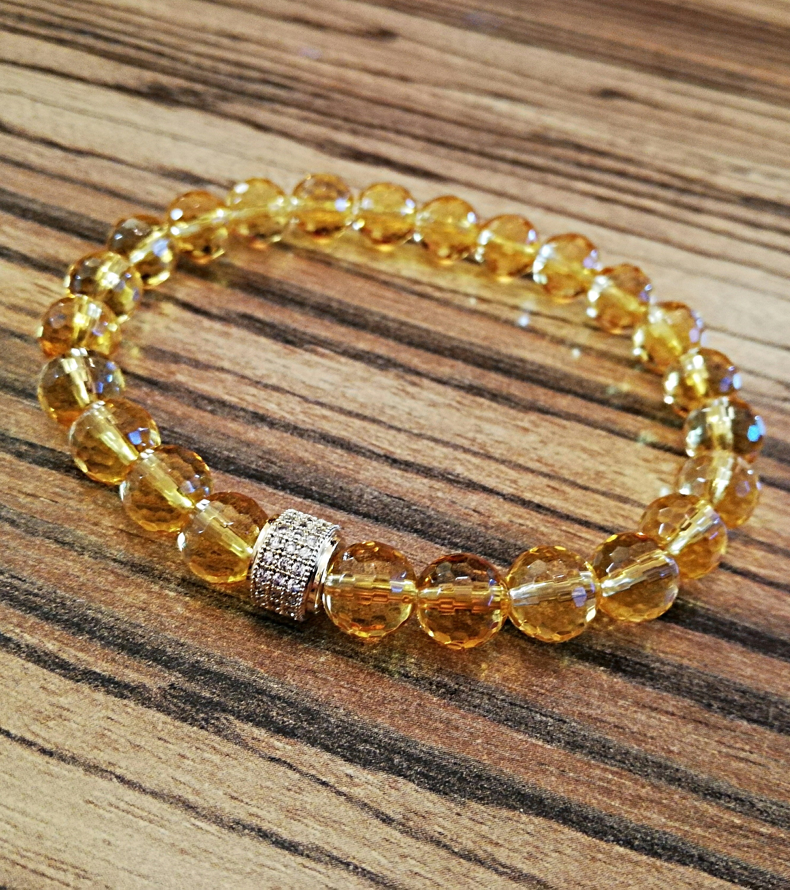 8 mm faceted citrine bracelet for woman yellow stone bracelet Etsy
