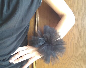 Black Cuff Bracelet, Elizabethan Costume, Wrist Ruff Victorian, Tulle Ruffle Ballet, Colors Available, Large Orders, Dance Costume, Ballet