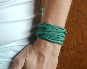 Jade Green Bracelet, Minimalist Rope Bracelet, Upcycled Bracelet, Cotton Bracelet, Mens Simple Bracelet, Wrap Bracelet Men, Recycled Yarn