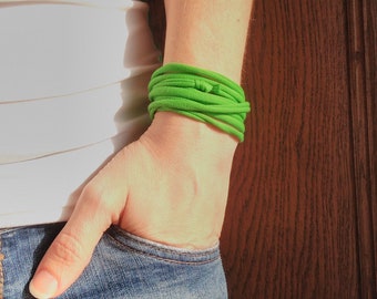 Lime Green Bracelet, Fabric Wrist Cuff Bracelet, Arm Band, Green Cuff Bracelet, Fabric Wrist Band, Wrist Tattoo Cover Up, Wrist Covers