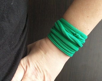 Green Wrist Cuff Bracelet, Wrap Bracelet, Green Cuff Black Bracelet, Cotton Bracelet, Wrist Tattoo Cover Up Wrist Covers, Wristband Scar Cov