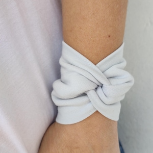 Gray Twist Wrist Cuff Bracelet Wrist Wrap Bracelets Fashion Accessory Women Wrist Cuff Teens Wrist Tattoo Cover Up Fabric Jewellery Tattoo